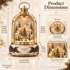 Tervokan™  Rotating Village Lantern Christmas Lighted Snow Village Tabletop Decor with Rotating Scene, Warm LED Glow, Timer & Remote Control