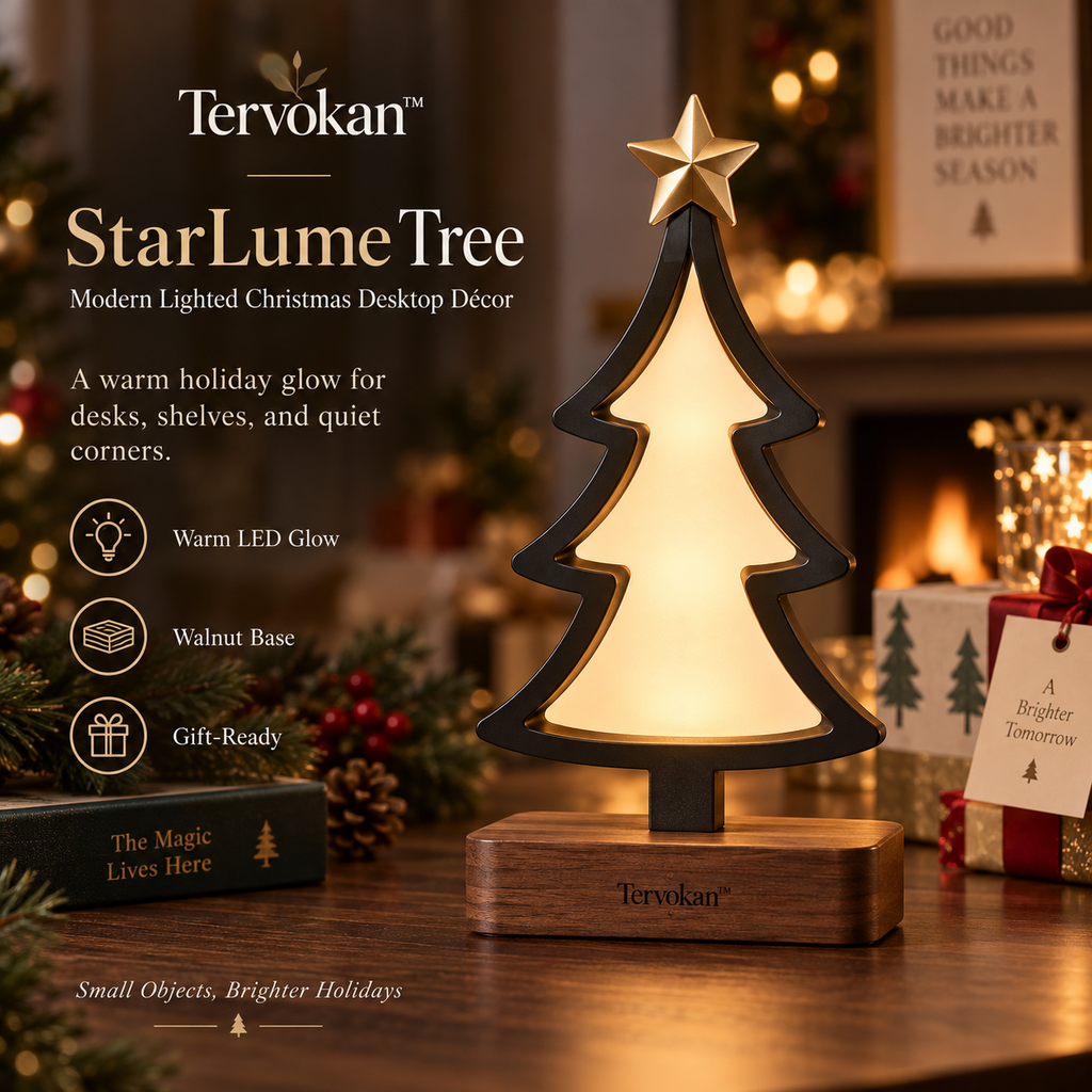 Tervokan™ StarLume Tree — Modern Lighted Christmas Desktop Décor