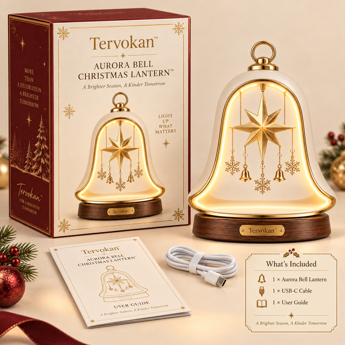 Tervokan™ Aurora Bell Christmas Lantern