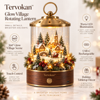 Tervokan™ GlowVillage Rotating Lantern – Warm LED Christmas Village Tabletop Decor