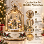 Tervokan™  Rotating Village Lantern Christmas Lighted Snow Village Tabletop Decor with Rotating Scene, Warm LED Glow, Timer & Remote Control
