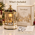 Tervokan™ SnowLoom Christmas Village Lantern – Rotating Lighted Holiday Village Decor