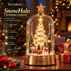 Tervokan™ SnowHalo Christmas Lantern — Illuminated Winter Village Tabletop Décor